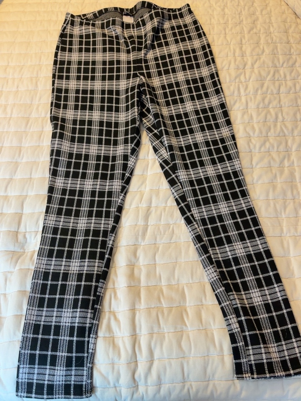 Express Black White Plaid Slim Pants Women’s Size Large